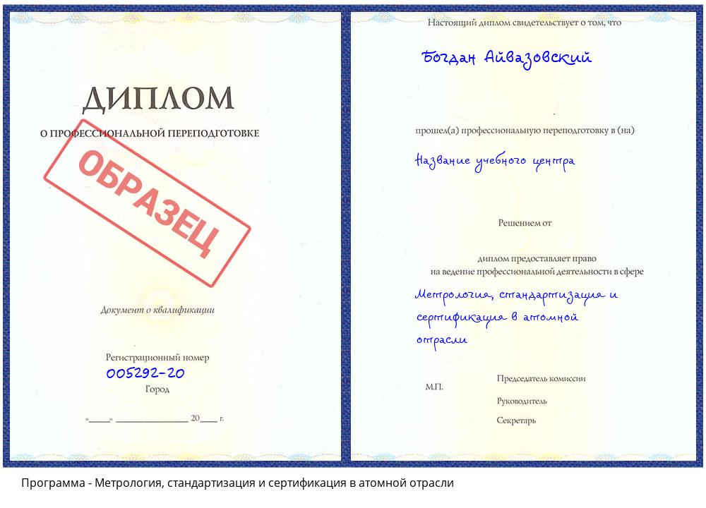 Метрология, стандартизация и сертификация в атомной отрасли Сергиев Посад