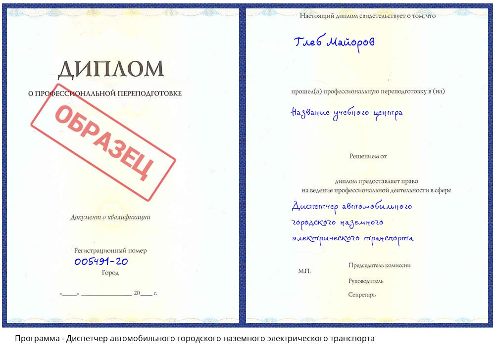 Диспетчер автомобильного городского наземного электрического транспорта Сергиев Посад